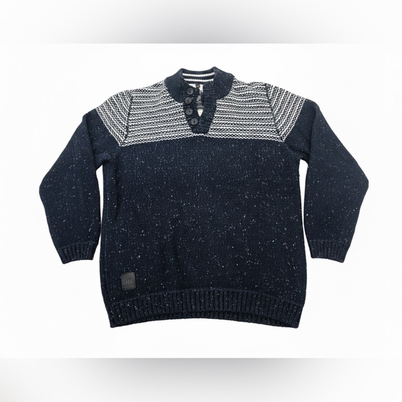3/$25  Zero Men's Navy and White Crewneck Sweater - Picture 1 of 3
